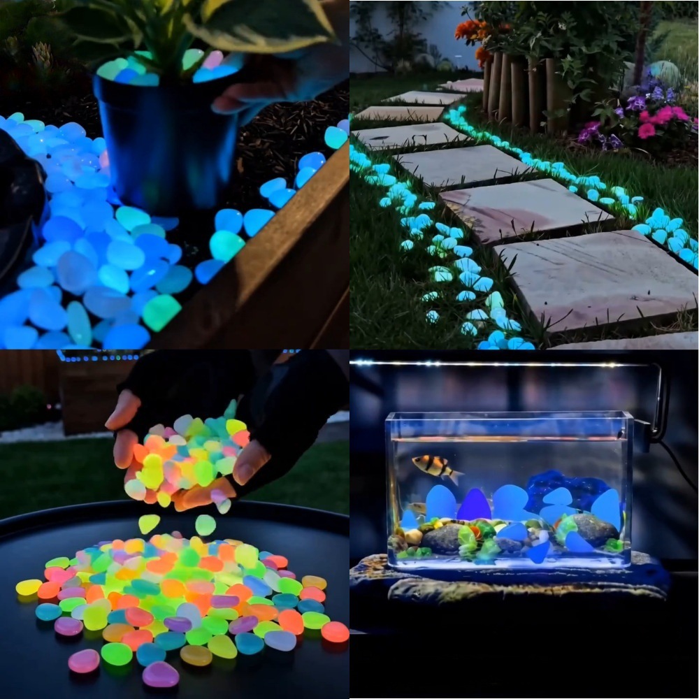 Aquarium Planting - Bunte, im Dunkeln leuchtende Kieselsteine für