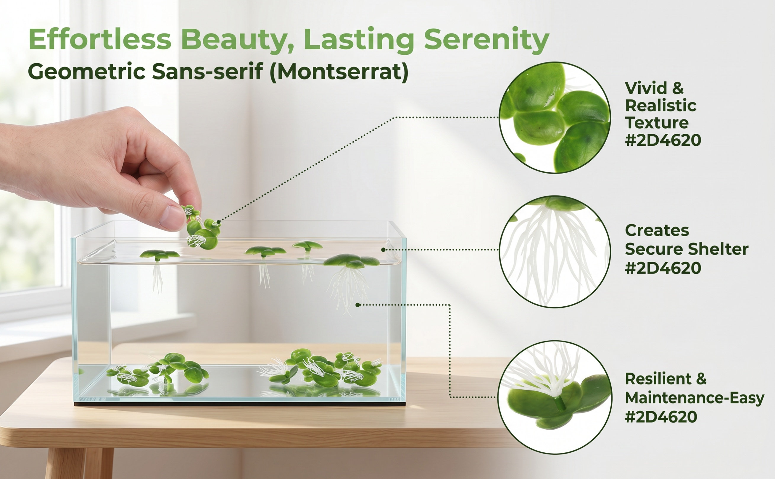 Planted Aquarium Freshwater - 2er-Pack Künstliche Wasserlinsen für Aquarien, Mini